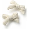 Clara Tweed Double Clip Set, Ecru - Bows - 1 - thumbnail