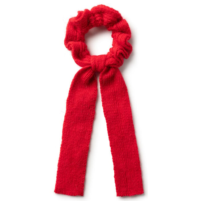 Avery Ribbed Knit Long Tail Scrunchie, Red