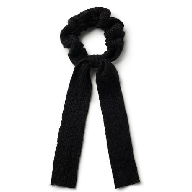 Avery Ribbed Knit Long Tail Scrunchie, Black