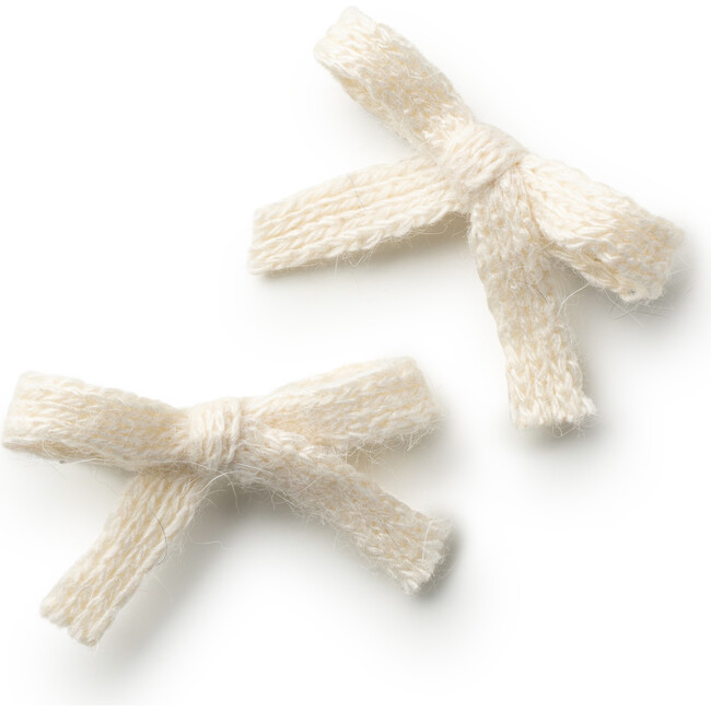 Avery Ribbed Knit Double Clip Set, Ivory