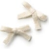 Avery Ribbed Knit Double Clip Set, Ivory - Bows - 1 - thumbnail