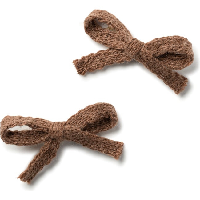 Avery Ribbed Knit Double Clip Set, Chocolate