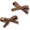 Avery Ribbed Knit Double Clip Set, Chocolate - Bows - 1 - thumbnail