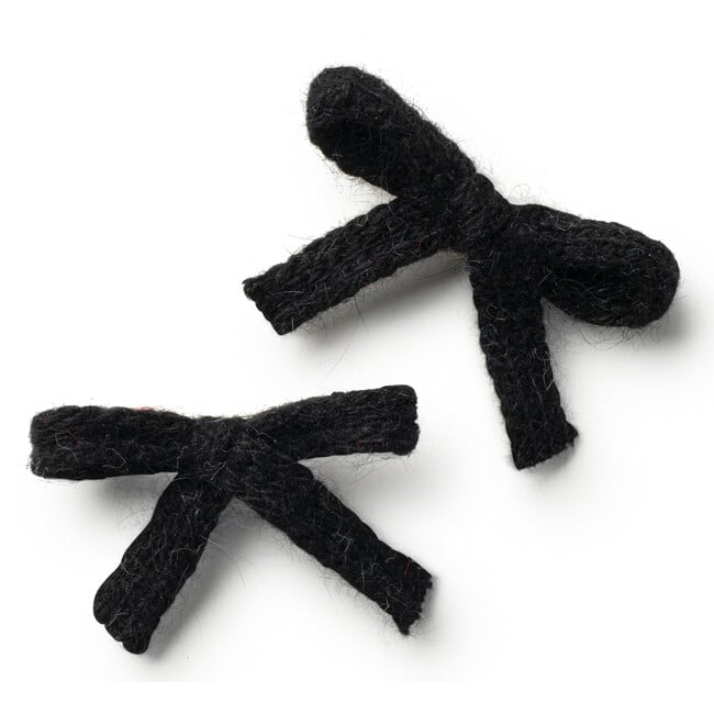 Avery Ribbed Knit Double Clip Set, Black