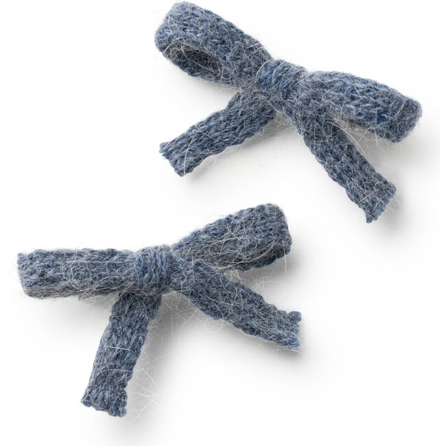 Avery Ribbed Knit Double Clip Set, Chambray