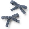 Avery Ribbed Knit Double Clip Set, Chambray - Bows - 1 - thumbnail