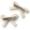 Avery Ribbed Knit Double Clip Set, Ivory - Bows - 2