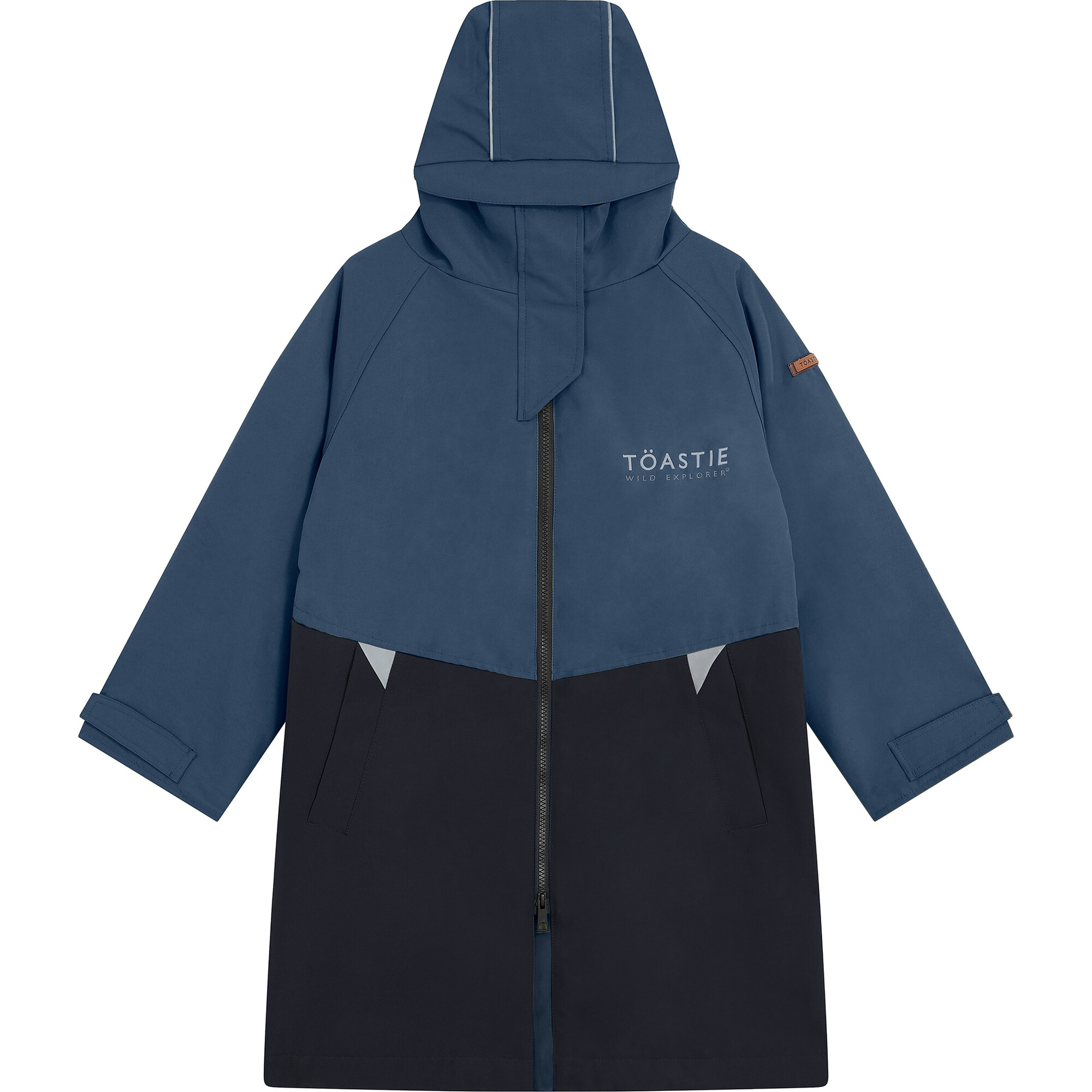 Adult Weatherproof Sherpa Lining Hooded Dry Robe, Navy - Raincoats - 1