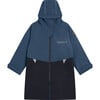 Adult Weatherproof Sherpa Lining Hooded Dry Robe, Navy - Raincoats - 1 - thumbnail