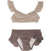 UPF50+ Recycled Ruffle Shoulder High Waist Bikini, Creamy White & Fog - Two Pieces - 1 - thumbnail