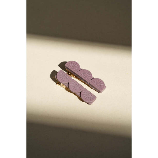 Tri Sun Bar Matte Hair Clips, Mauve Rose (Set Of 2)