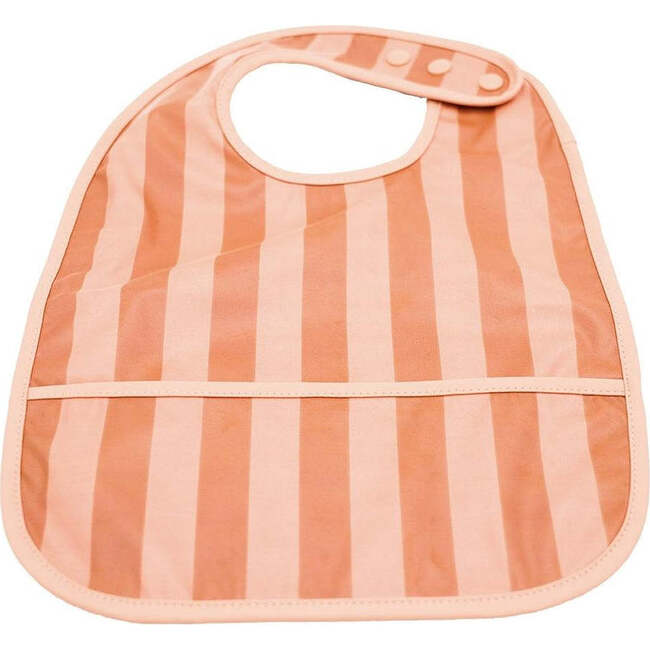 Striped Basic Front Pocket Snap Bib, Sunset & Tierra - Bibs - 1