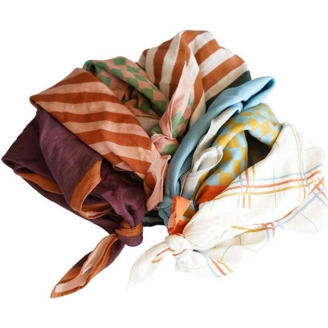 Striped Organic Cotton Head Scarf, Sunset & Tierra - Scarves - 4