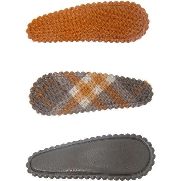 Plaid Snap Hair Clips Combi Set, Storm (Set Of 3)