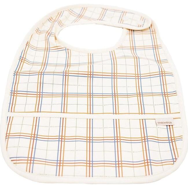 Plaid Pattern Basic Front Pocket Snap Bib, Multicolors