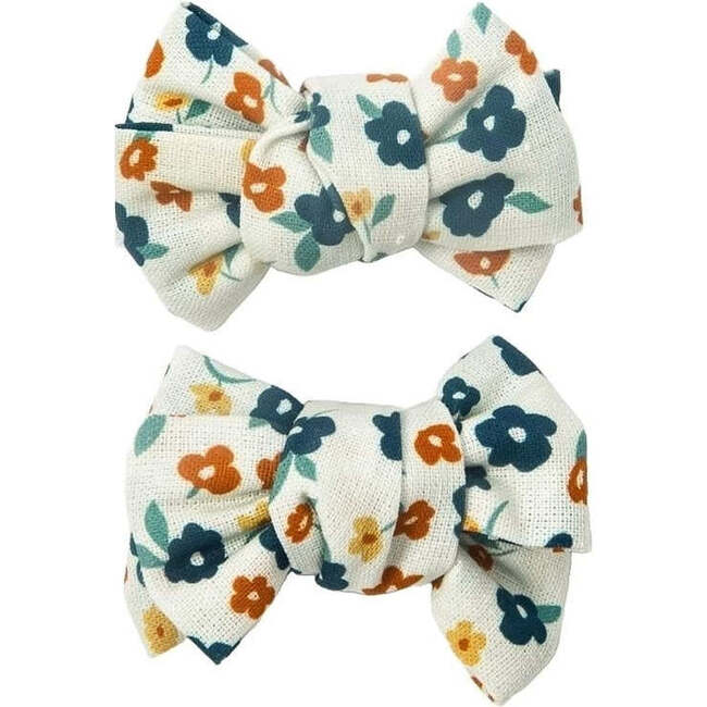 Pigtail Bow Hair Clips, Meadow (Set Of 2)