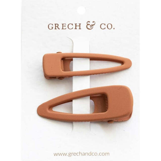 Painted Matte Alloy Metal Hair Clips, Rust (Set Of 2)