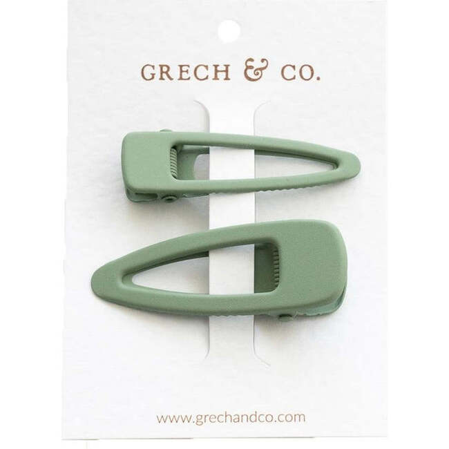 Painted Matte Alloy Metal Hair Clips, Fern (Set Of 2)