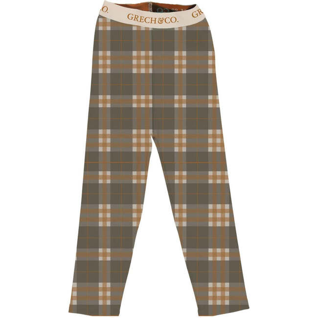 Organic Cotton Plaid Elastic Waist Leggings, Storm