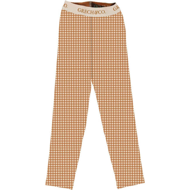 Organic Cotton Gingham Elastic Waist Leggings, Sienna