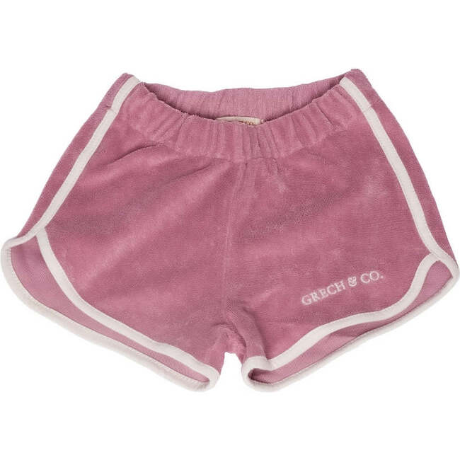 Medium Length Elastic Waist Retro Shorts,, Mauve Rose