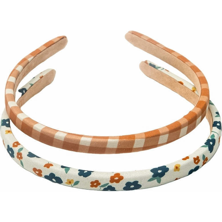 Linen Cotton Headband, Sienna Gingham & Meadow (Set Of 2) - Hair Accessories - 1