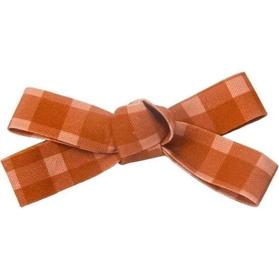 Kids Gingham Bow Hair Clip, Sunset