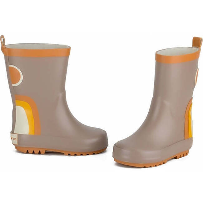 Kids Flexible Rubber Pull-On Rain Boots, Stone