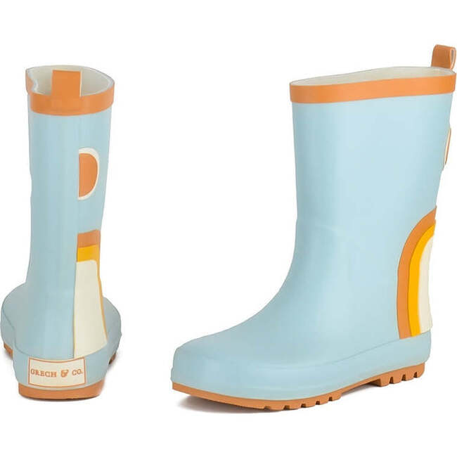 Kids Flexible Rubber Pull-On Rain Boots, Light Blue - Rain Boots - 3