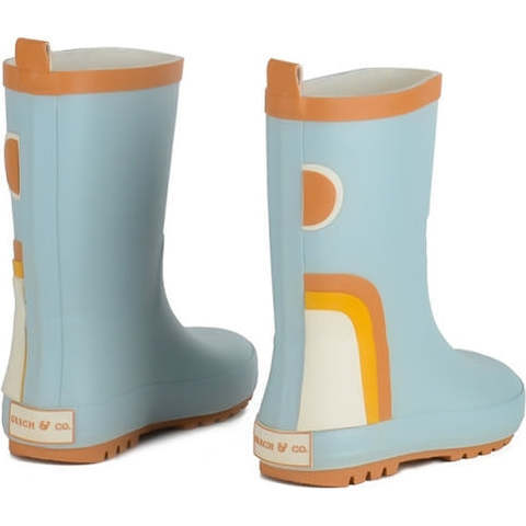 Kids Flexible Rubber Pull-On Rain Boots, Light Blue - Rain Boots - 5