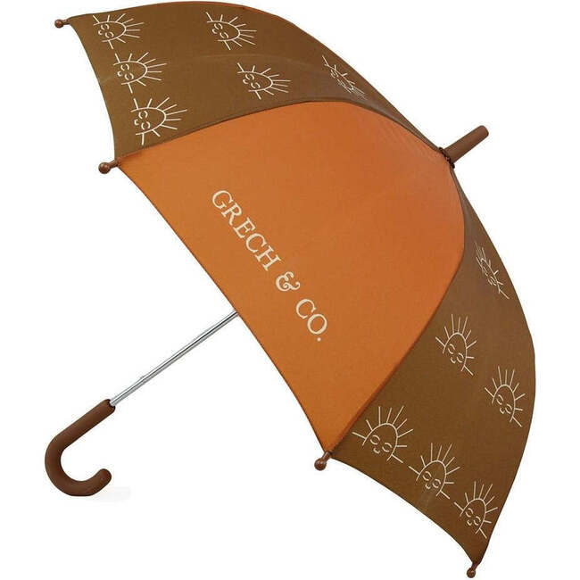 Kids Fiberglass Frame Rubber Handle Rain Umbrella, Tierra