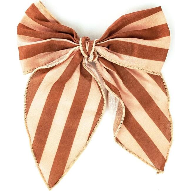 Fable Striped Mid Size Alligator Bow Clip, Sunset & Tierra