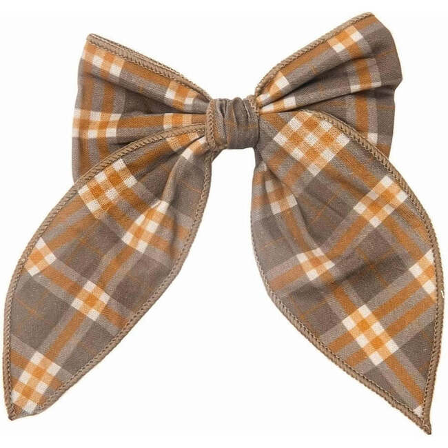 Fable Plaid Alligator Bow Clip, Storm