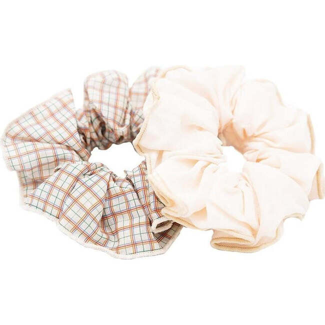 Elastic Plaid Hair Scrunchie, Multicolors (Set Of 2)