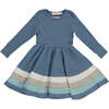 Crew Neck Long Sleeve Twirl Dress, Ombre & Desert Teal Ombre - Dresses - 1 - thumbnail