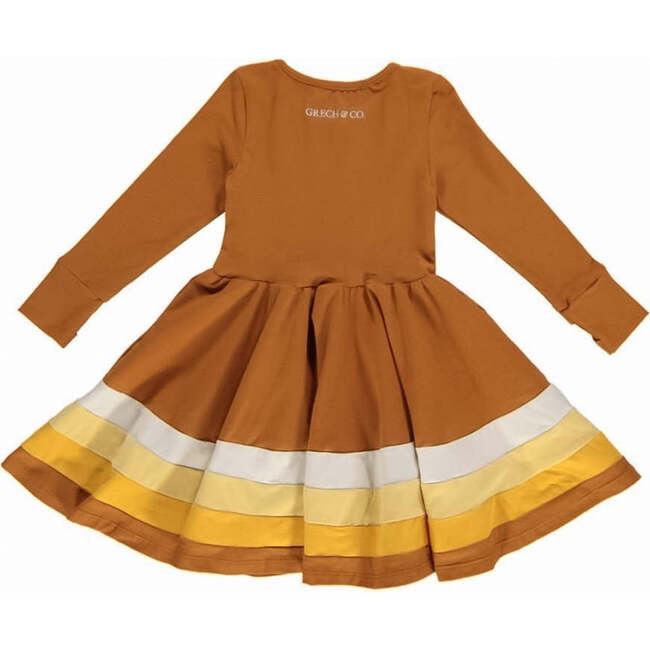 Crew Neck Long Sleeve Twirl Dress, Ombre & Sienna Ombre - Dresses - 3