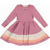 Crew Neck Long Sleeve Twirl Dress, Ombre & Mauve Rose Ombre - Dresses - 1 - thumbnail