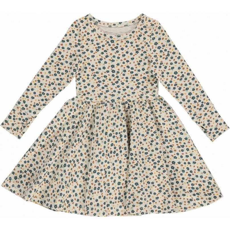 Crew Neck Long Sleeve Twirl Dress, Meadow - Dresses - 1