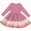 Crew Neck Long Sleeve Twirl Dress, Ombre & Mauve Rose Ombre - Dresses - 3