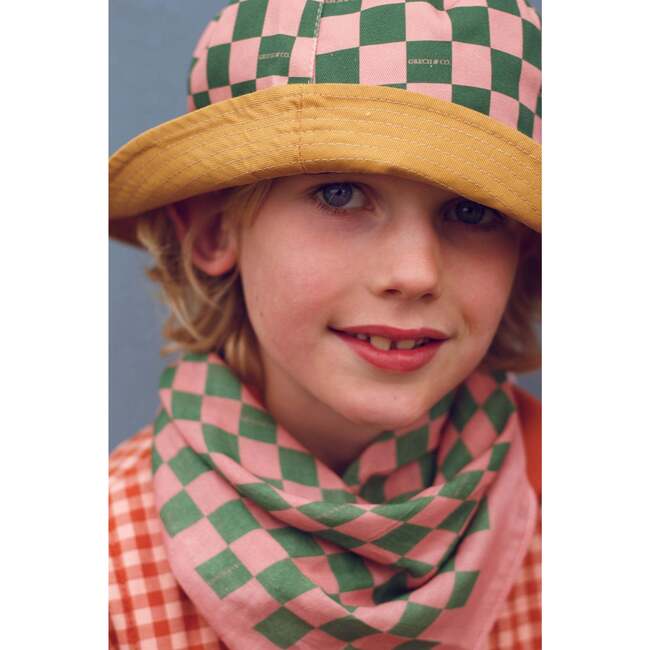 Checkered Organic Cotton Head Scarf, Sunset & Orchard - Scarves - 2