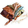 Checkered Organic Cotton Head Scarf, Laguna & Wheat - Scarves - 4