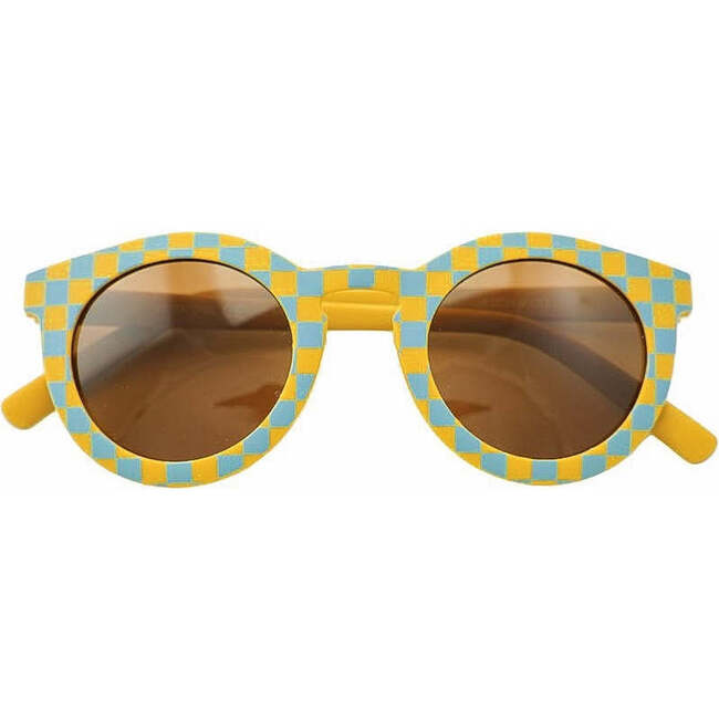Babys Classic Checkered Bendable Polarized Sunglasses, Laguna & Wheat