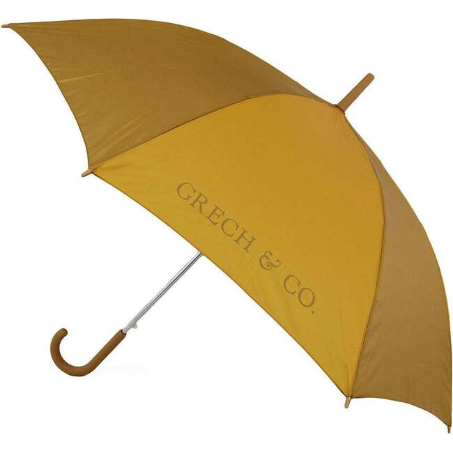 Adult Fiberglass Frame Rubber Handle Rain Umbrella, Wheat