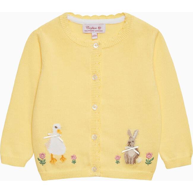 Little Duck And Bunny Cardigan, Lemon