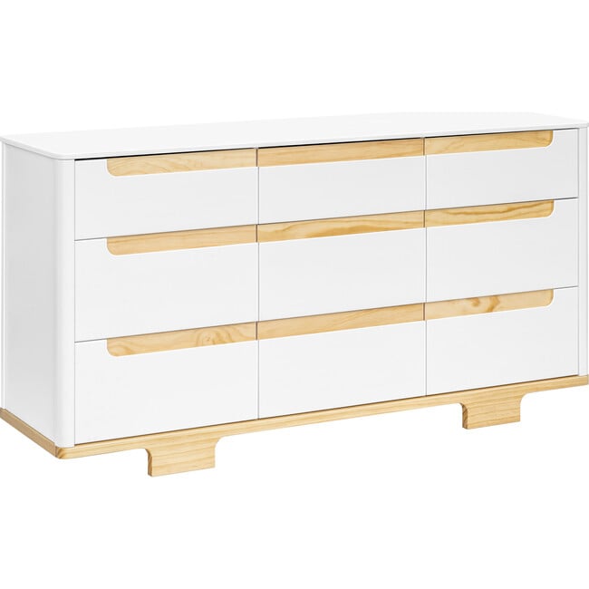 Yuzu 9-Drawer Assembled Dresser, White & Natural