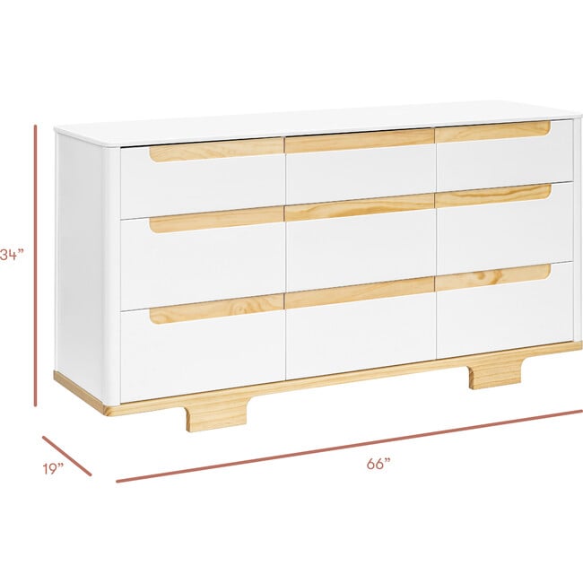 Yuzu 9-Drawer Assembled Dresser, White & Natural - Dressers - 4