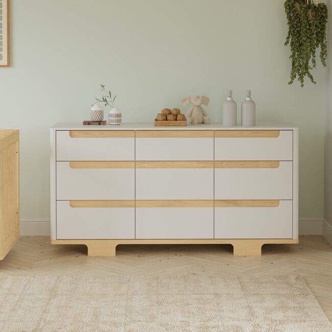 Yuzu 9-Drawer Assembled Dresser, White & Natural - Dressers - 5