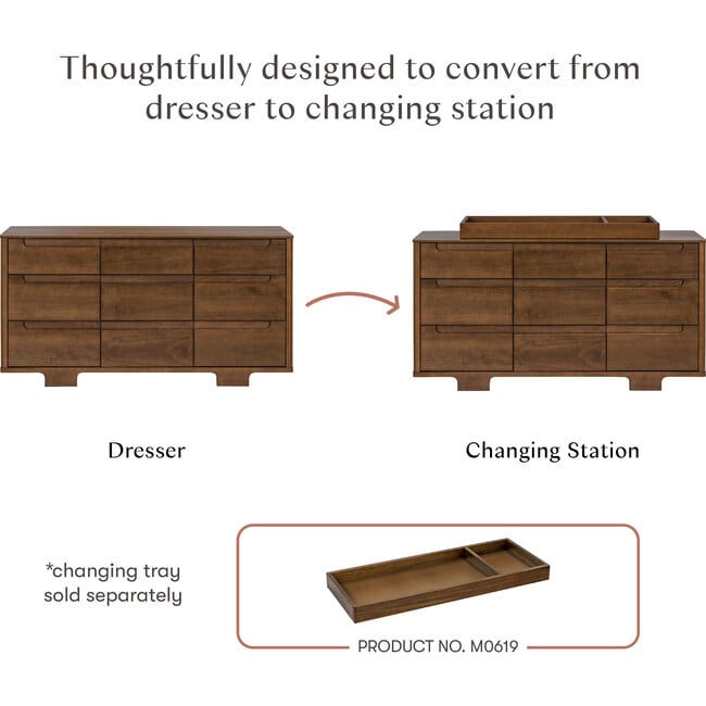 Yuzu 9-Drawer Assembled Dresser, Natural & Walnut - Dressers - 7