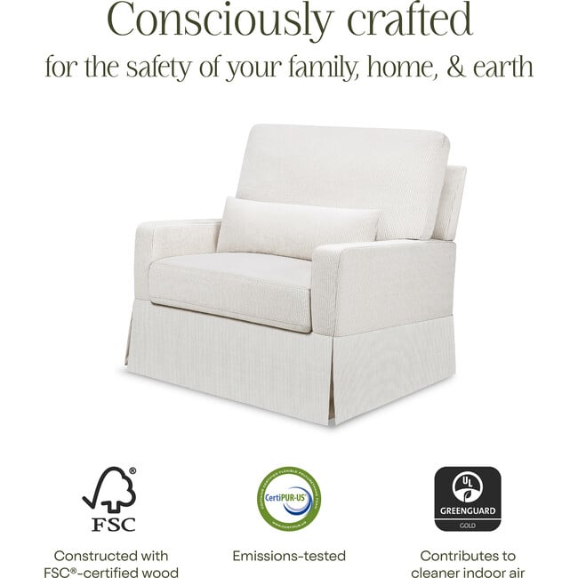 Crawford Performance Eco-Weave Pillowback Chair & a Half Comfort Swivel Glider, Fog Chatham Stripe - Glider - 3