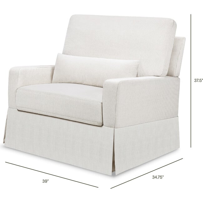 Crawford Performance Eco-Weave Pillowback Chair & a Half Comfort Swivel Glider, Fog Chatham Stripe - Glider - 6